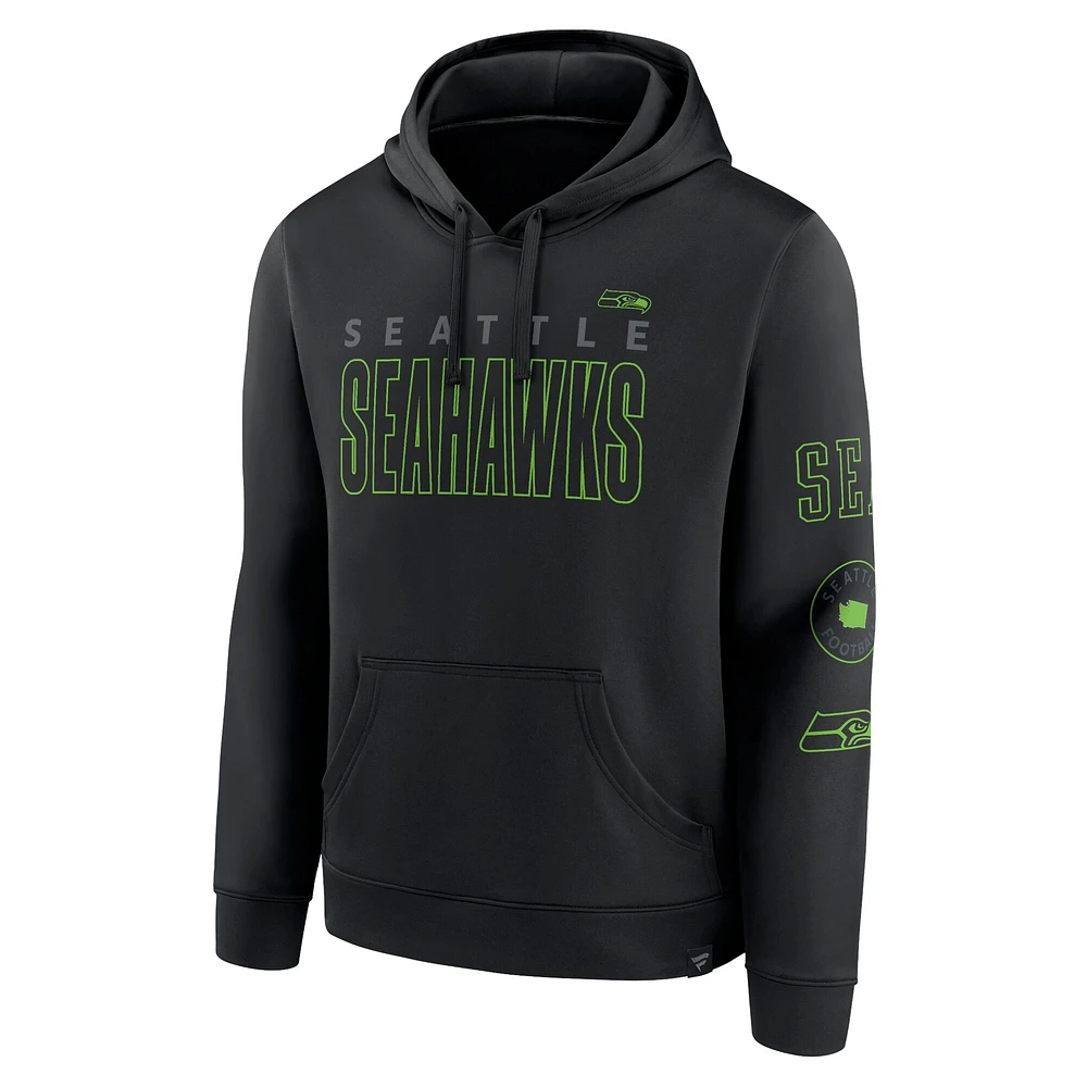 Sweat à capuche noir Fanatics pour homme des Seattle Seahawks Blackout
