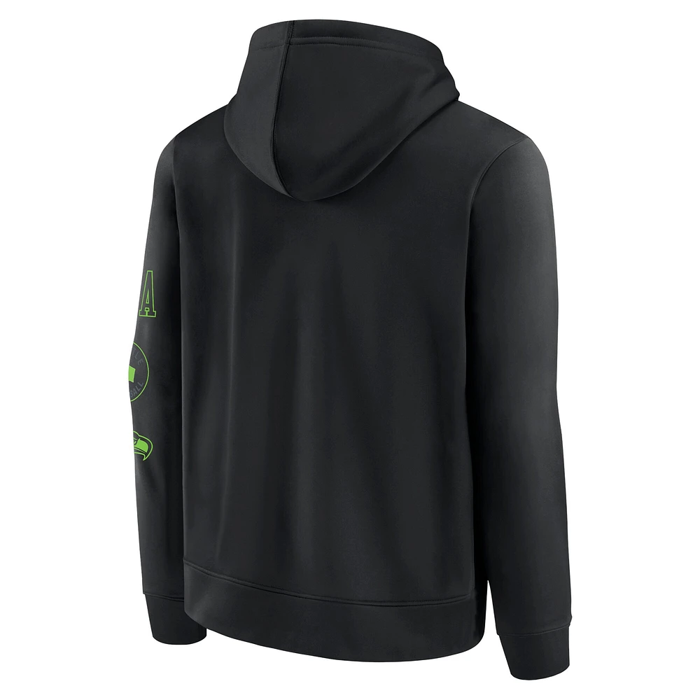 Sweat à capuche noir Fanatics pour homme des Seattle Seahawks Blackout