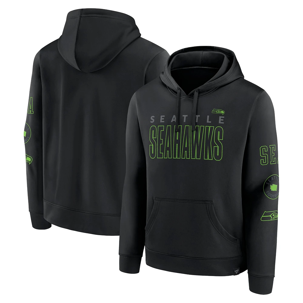 Sweat à capuche noir Fanatics pour homme des Seattle Seahawks Blackout
