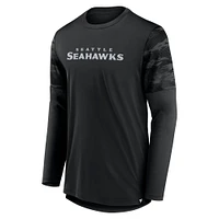 T-shirt noir à manches longues Square Off Fanatics pour hommes des Seahawks de Seattle