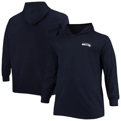 Seattle Seahawks Fanatics Branded Big & Tall Long Sleeve Hoodie T-Shirt - College Navy