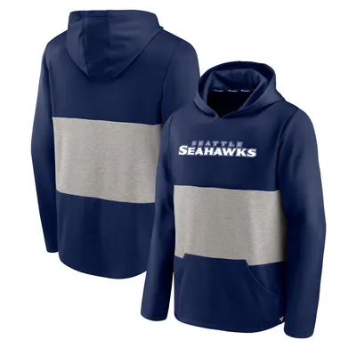 Men's Fanatics Branded Gray/Royal Kansas City Royals Instant Replay Color Block Pullover Hoodie