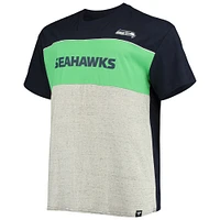 Men's Fanatics College Navy/Heathered Gray Seattle Seahawks Big & Tall Color Block T-Shirt