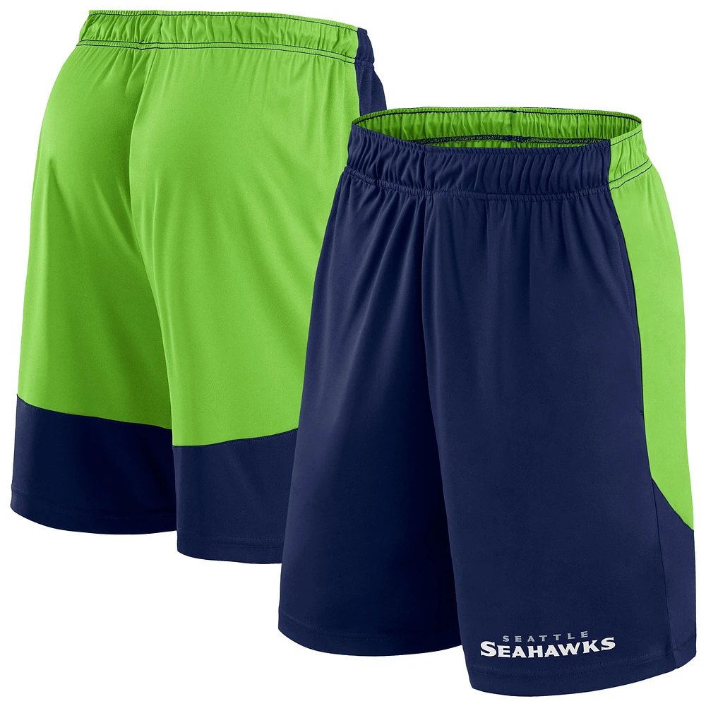 Short de lancement Fanatics College Navy/Neon Green Seattle Seahawks Big & Tall pour hommes