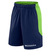 Short de lancement Fanatics College Navy/Neon Green pour homme des Seattle Seahawks