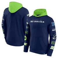 Men's Fanatics  College Navy/Neon Green Seattle Seahawks Patched Out Pullover Hoodie