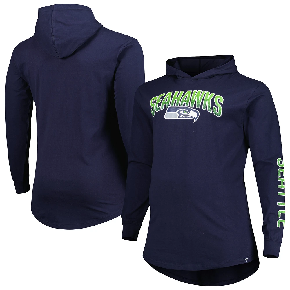 Men's Fanatics College Navy Seattle Seahawks Big & Tall Front Runner Pullover Hoodie