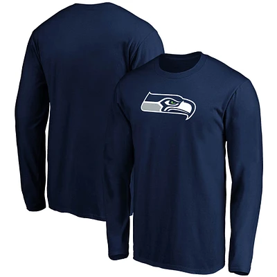 Men's Fanatics College Navy Seattle Seahawks Big & Tall Primary Team Logo Long Sleeve T-Shirt