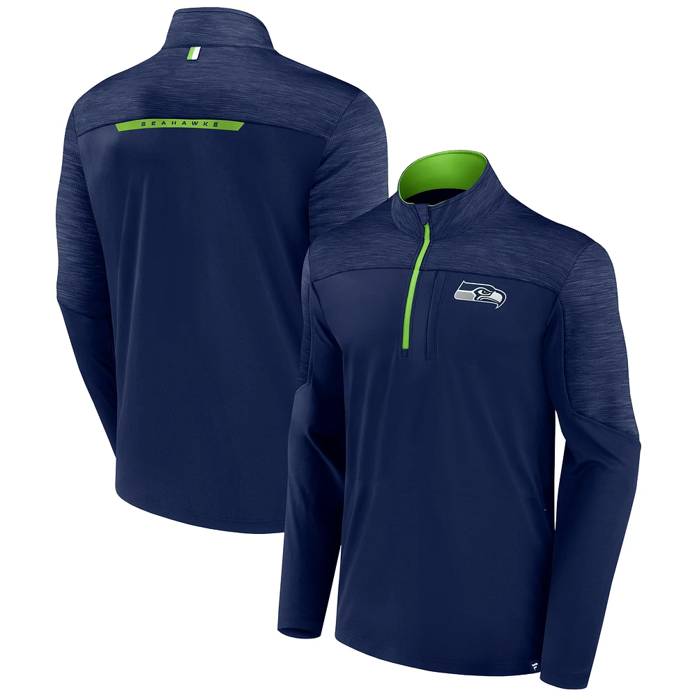 Men's Fanatics College Navy Seattle Seahawks Defender Evo Quarter-Zip Jacket