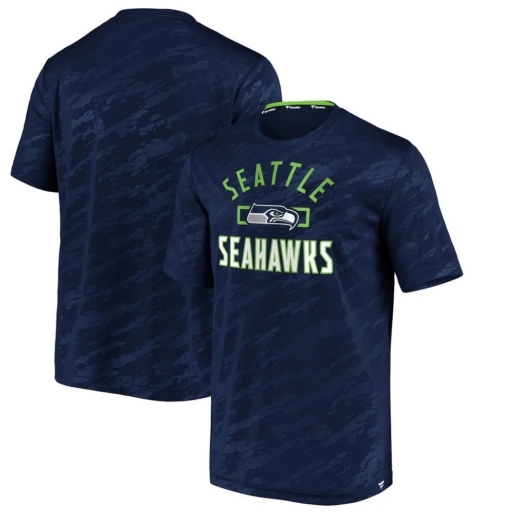 Men's Fanatics College Navy Seattle Seahawks Iconic Defender Stealth Arc T-Shirt