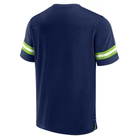 Men's Fanatics College Navy Seattle Seahawks Jersey Tackle V-Neck T-Shirt