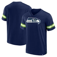 Men's Fanatics College Navy Seattle Seahawks Jersey Tackle V-Neck T-Shirt