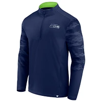 Veste à quart de zip Fanatics College Navy Seattle Seahawks Ringer pour hommes