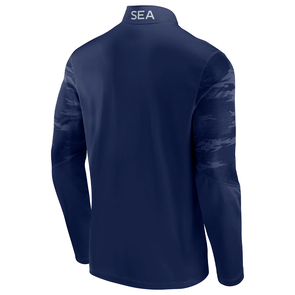 Veste à quart de zip Fanatics College Navy Seattle Seahawks Ringer pour hommes