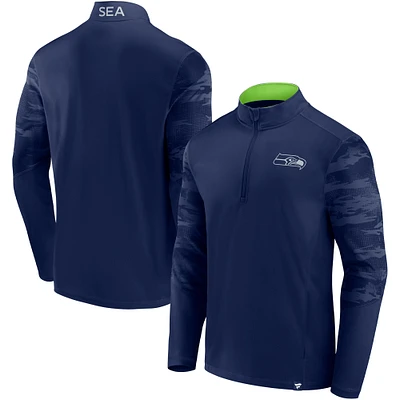 Men's Fanatics College Navy Seattle Seahawks Ringer Quarter-Zip Jacket