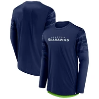 Men's Fanatics College Navy Seattle Seahawks Square Off Defender - Long Sleeve T-Shirt