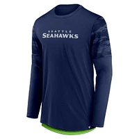 Men's Fanatics College Navy Seattle Seahawks Square Off Defender - Long Sleeve T-Shirt