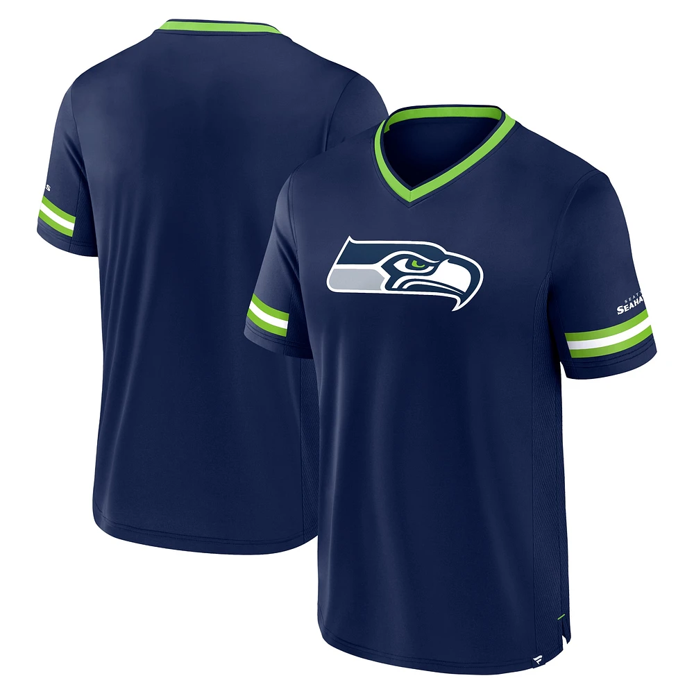 T-shirt à rayures Fanatics College Navy pour homme des Seattle Seahawks