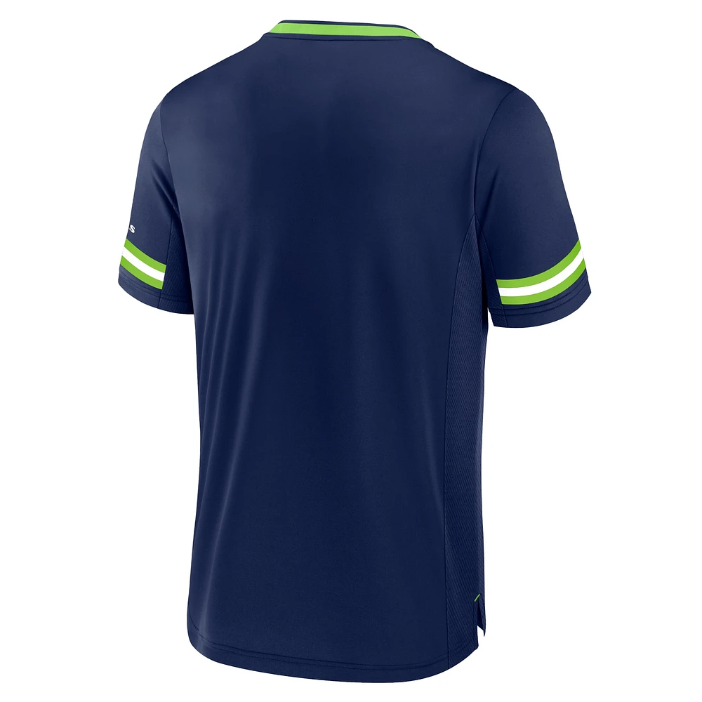 T-shirt à rayures Fanatics College Navy pour homme des Seattle Seahawks