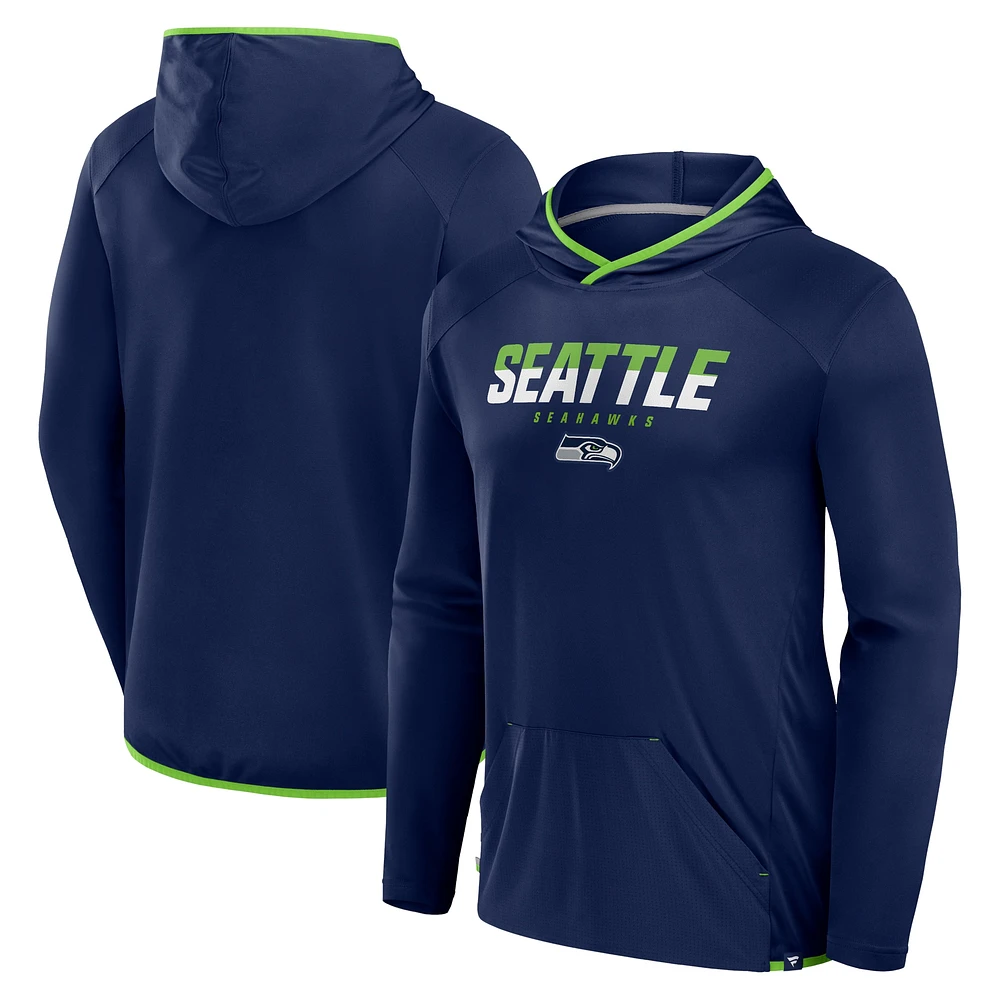 T-shirt à manches longues et capuche transitionnel Fanatics College Navy Seattle Seahawks pour hommes