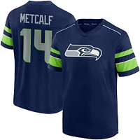 Fanatics DK Metcalf College Navy Seattle Seahawks Hashmark pour hommes - T-shirt à col en V avec nom et numéro