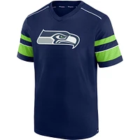 Men's Fanatics DK Metcalf College Navy Seattle Seahawks Hashmark Name & Number V-Neck T-Shirt