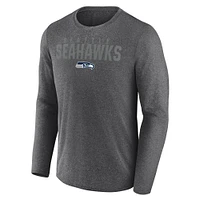 T-shirt à manches longues Fanatics Heather Charcoal pour homme des Seattle Seahawks Blackout