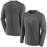 T-shirt à manches longues Fanatics Heather Charcoal pour homme des Seattle Seahawks Blackout