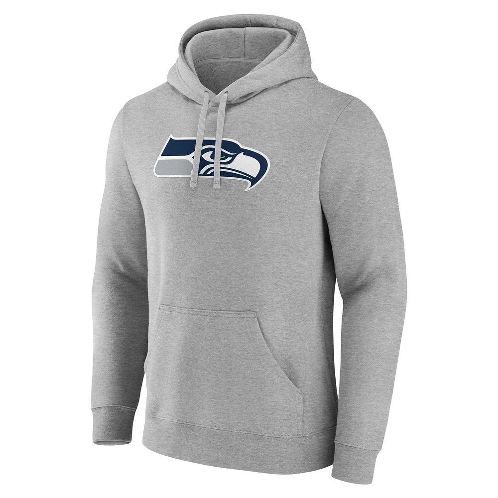 Men's Fanatics Heather Gray Seattle Seahawks Deliver Fleece Pullover Hoodie