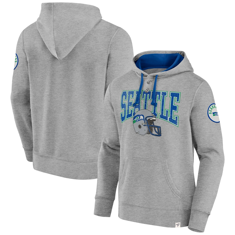 Sweat à capuche enfiler Fanatics Heather Grey Seattle Seahawks Label Maker pour hommes