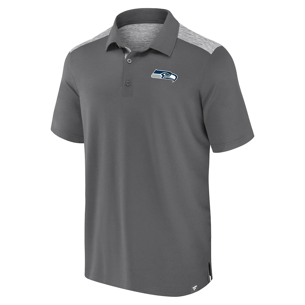 Men's Fanatics Heather Gray Seattle Seahawks Long Shot Polo