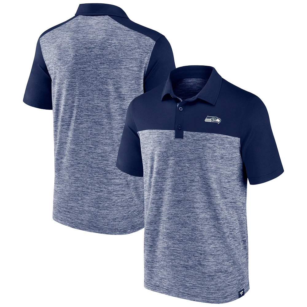 Polo fanatique bleu marine chiné pour homme des Seattle Seahawks