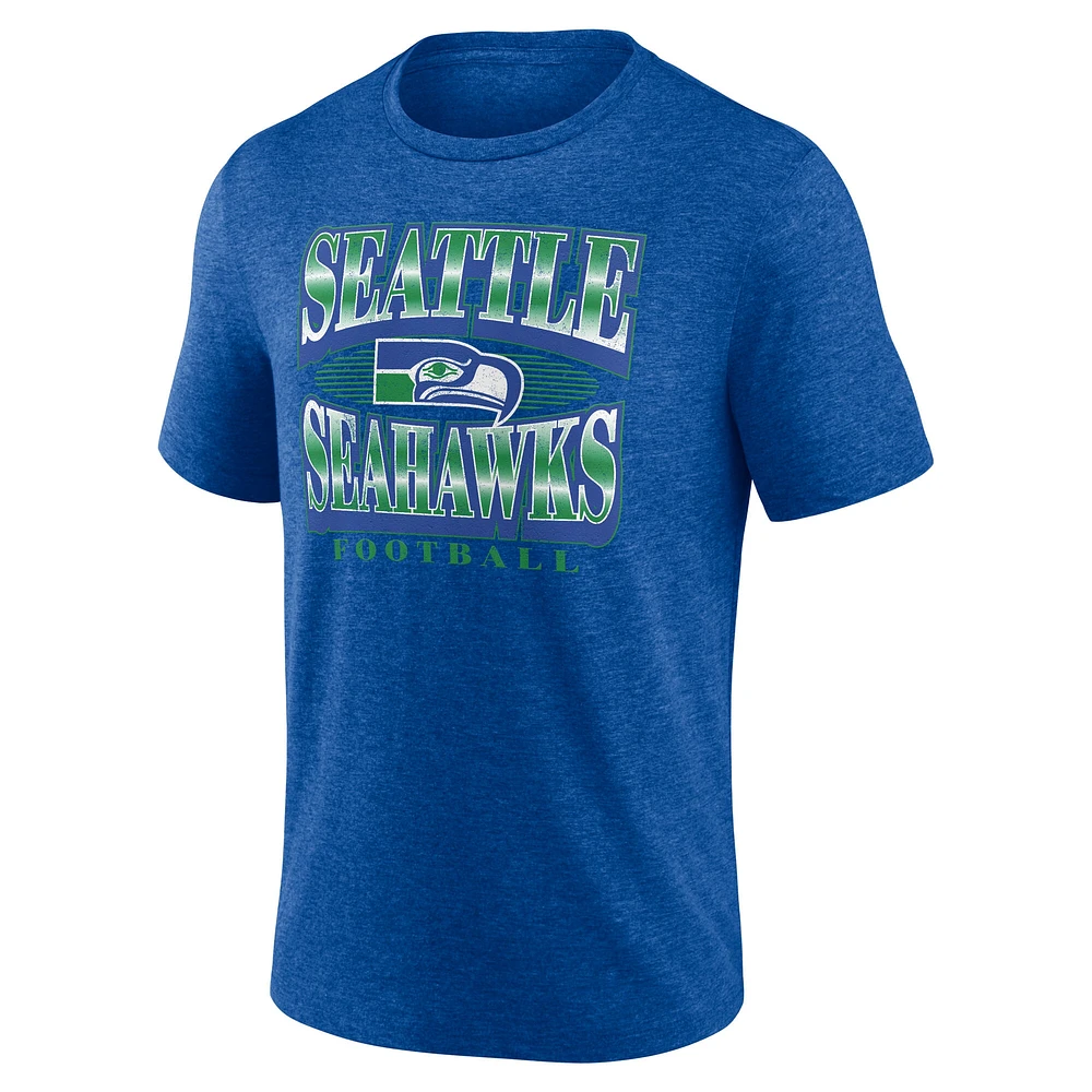 Men's Fanatics Heather Royal Seattle Seahawks Extreme Tackle Tri-Blend T-Shirt