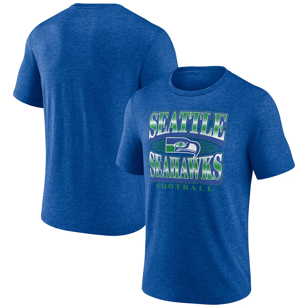 Men's Fanatics Heather Royal Seattle Seahawks Extreme Tackle Tri-Blend T-Shirt