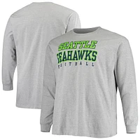 Men's Fanatics Heathered Gray Seattle Seahawks Big & Tall Practice Long Sleeve T-Shirt