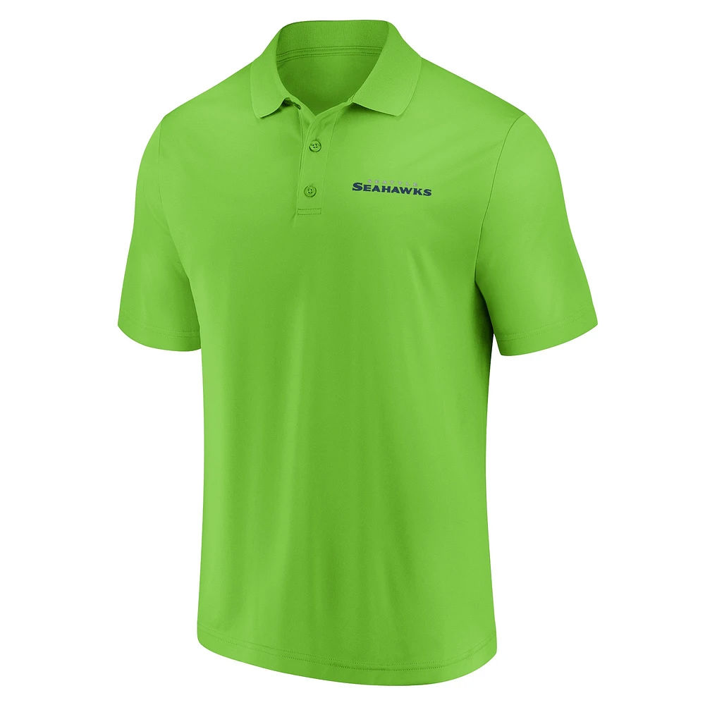 Men's Fanatics Navy/Neon Green Seattle Seahawks Dueling Two-Pack Polo Set