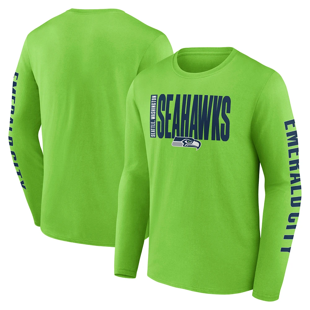 T-shirt à manches longues Fanatics Neon Green Seattle Seahawks Big & Tall Vision pour hommes