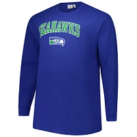 Men's Fanatics Royal Seattle Seahawks Big & Tall Throwback Thermal Long Sleeve T-Shirt