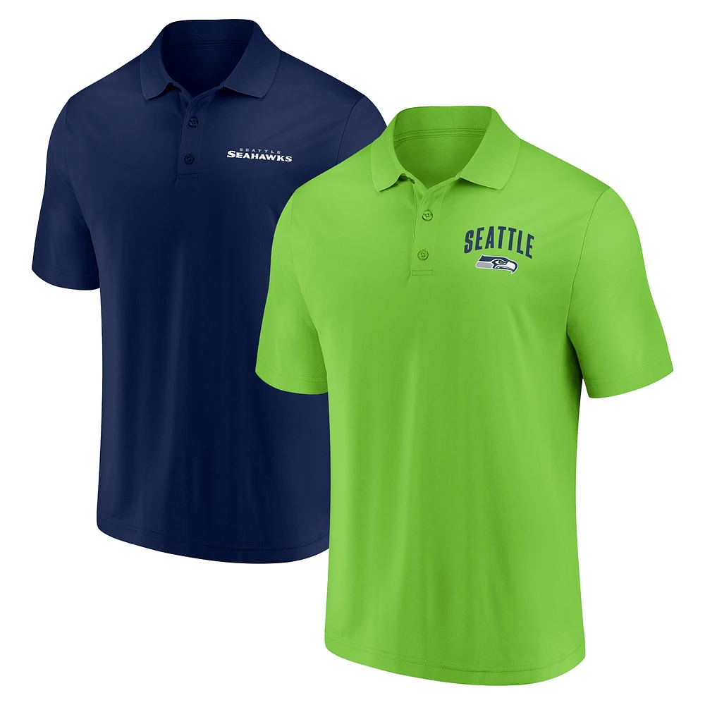 Men's Fanatics Seattle Seahawks Lockup Two-Pack Polo Set