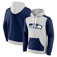 Men's Fanatics Silver/Navy Seattle Seahawks Big & Tall Team Fleece Pullover Hoodie