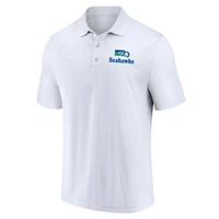 Men's Fanatics White/Blue Seattle Seahawks Throwback Two-Pack Polo Set