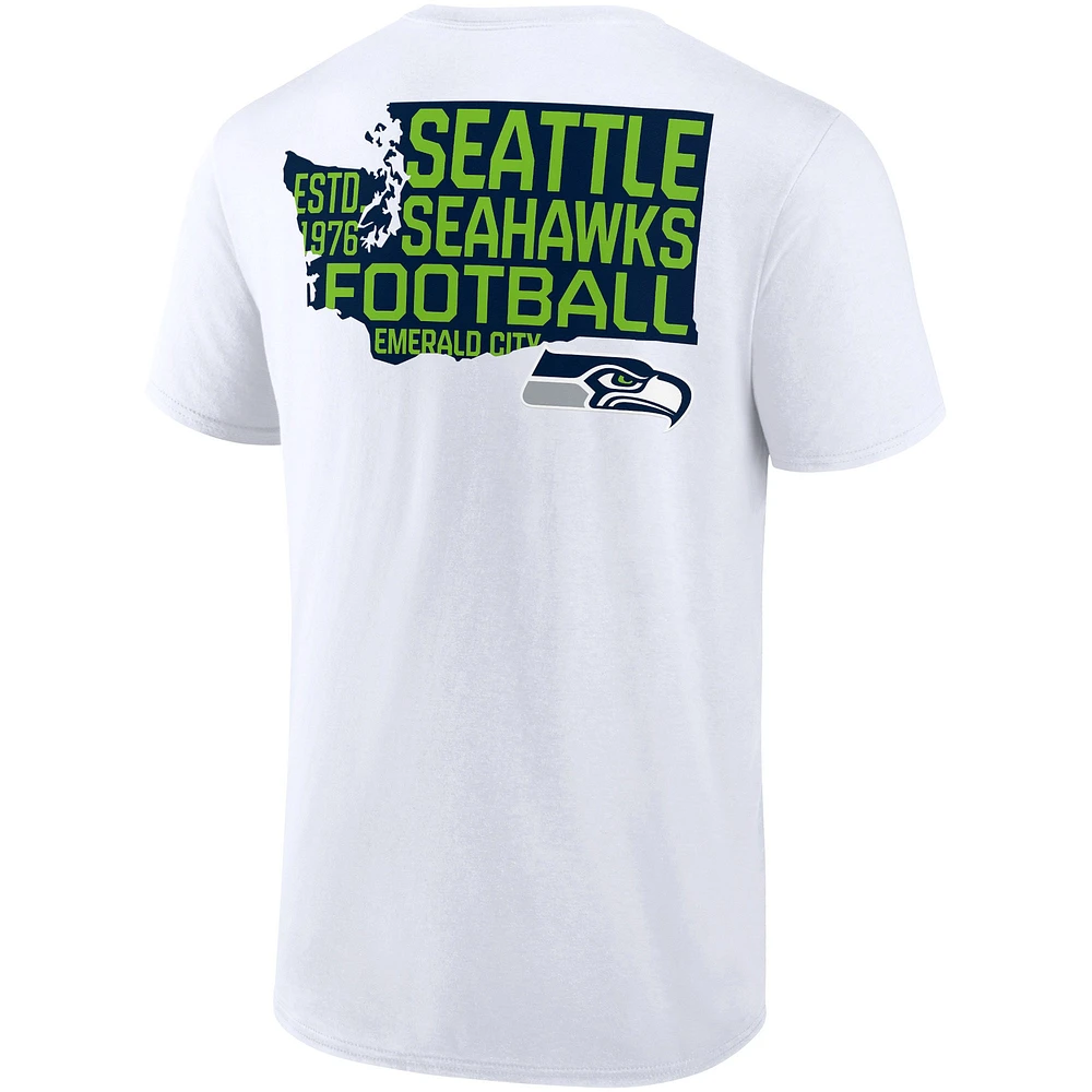 T-shirt blanc Fanatics pour hommes des Seahawks de Seattle Hot Shot State