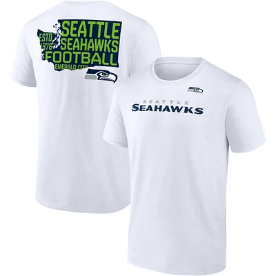 T-shirt blanc Fanatics pour hommes des Seahawks de Seattle Hot Shot State