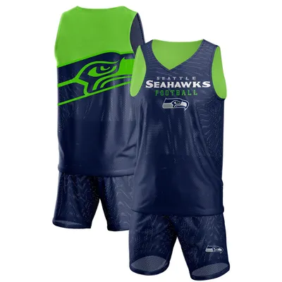 Seattle Seahawks FOCO Colorblock Mesh V-Neck & Shorts Set - College Navy