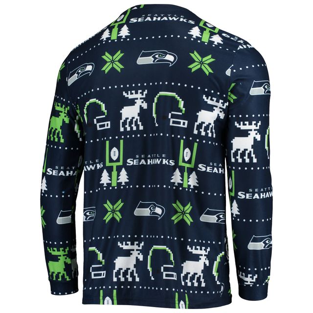 Seattle Seahawks FOCO Light-Up Ugly Sweater - College Navy