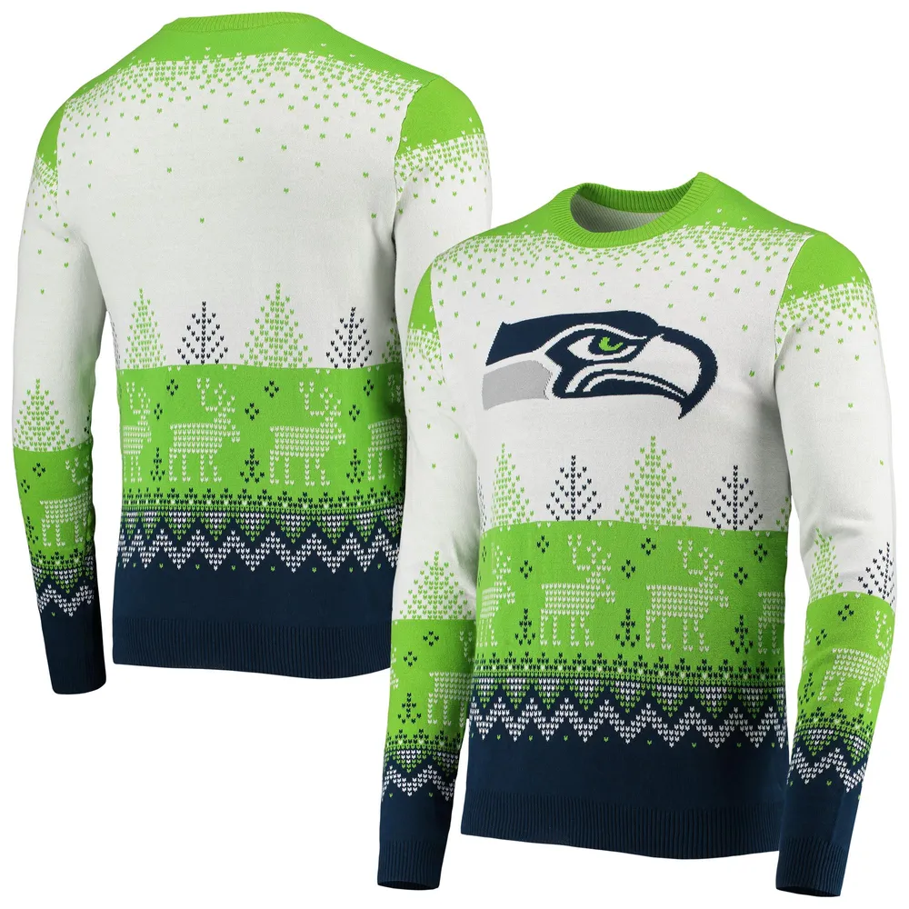 Lids Seattle Seahawks FOCO Big Logo Knit Ugly Pullover Sweater - White