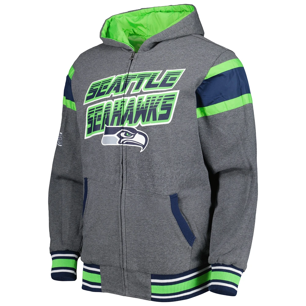 Men's G-III Sports by Carl Banks College Navy/Gray Seattle Seahawks Extreme Full Back Reversible Hoodie Full-Zip Jacket