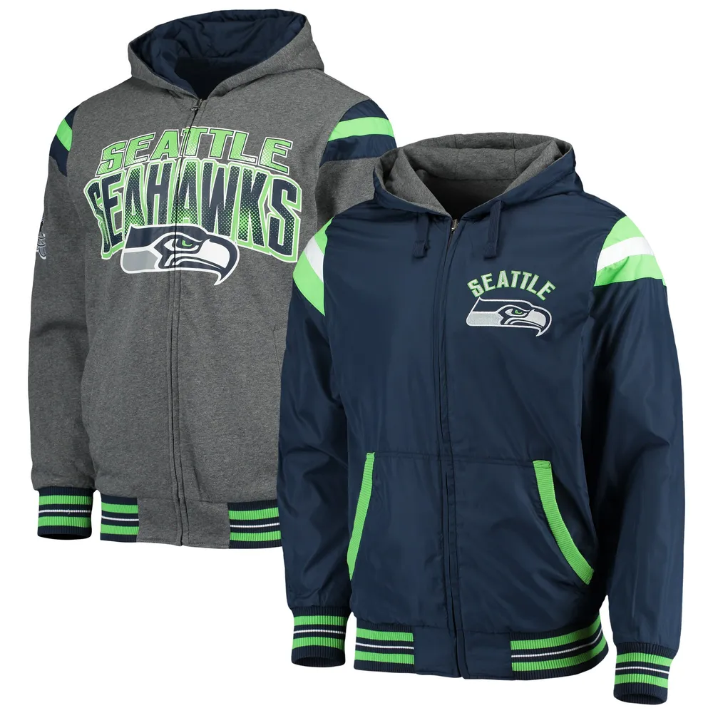 Lids Seattle Seahawks Big & Tall Fleece Raglan Full-Zip Hoodie