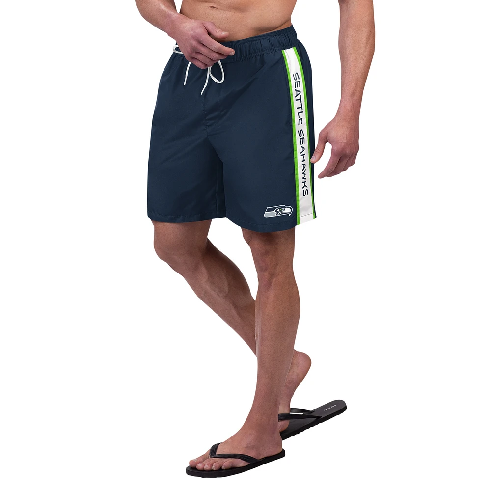 Short de bain G-III Sports by Carl Banks College pour hommes, bleu marine, Seattle Seahawks Streamline Volley