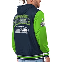 Men's G-III Sports by Carl Banks Navy/Neon Green Seattle Seahawks Commemorative Reversible Full-Zip Jacket